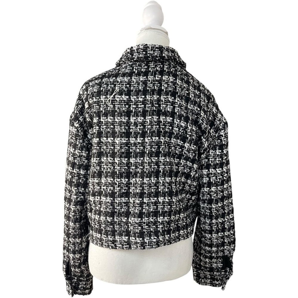 Rachel Zoe Houndstooth Zip-Up Jacket Black White - Picture 5 of 9